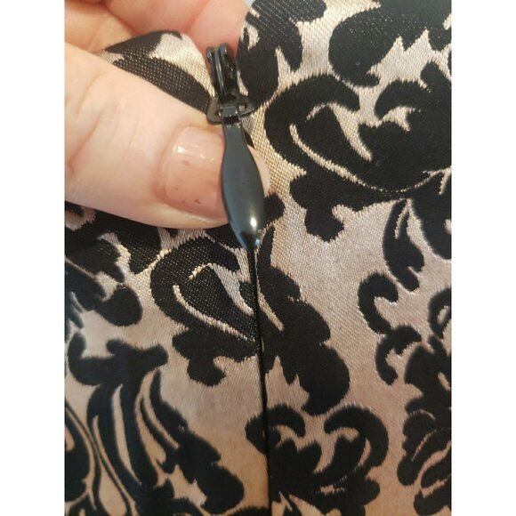 New York & Co Dress Jacquard Midi Party Sleeveless Stretch Sz L Lined Zip - Picture 7 of 10